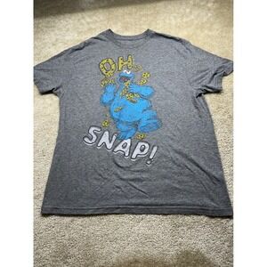 Sesame Street Cookie Monster Oh Snap Graphic Tee Gray Busch Gardens Mens Large